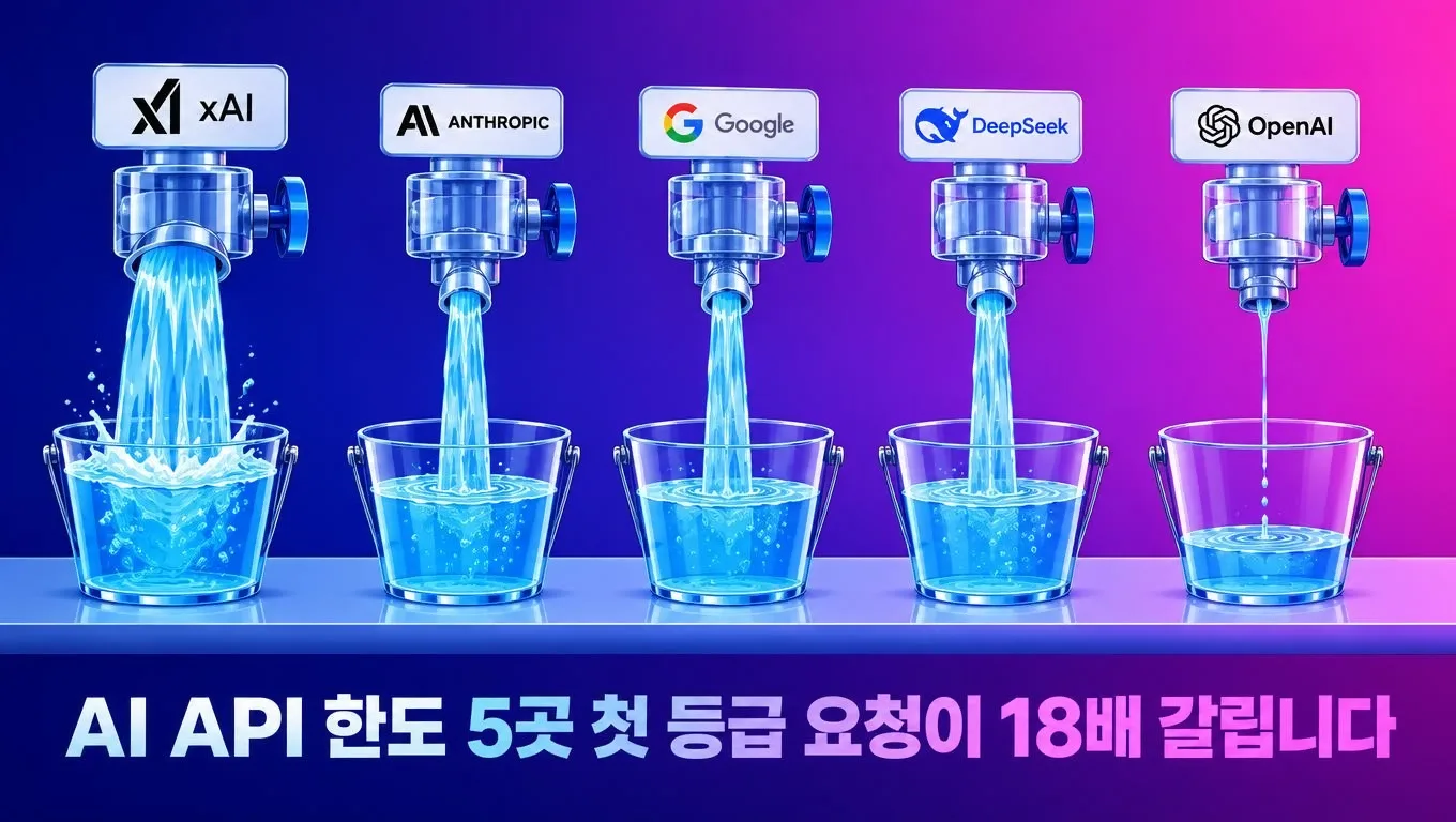 다섯 개의 수도 계량기 중 하나만 파이프가 굵고 나머지 넷은 가늘게 이어져 있는 모습을 표현한 일러스트