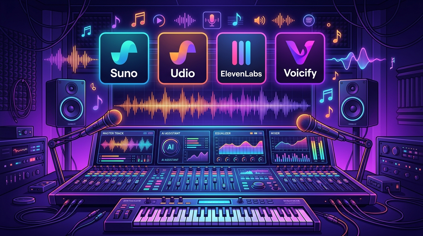 Vergleich der besten AI-Musikgeneratoren 2026: Suno, Udio, ElevenLabs, Voicify
