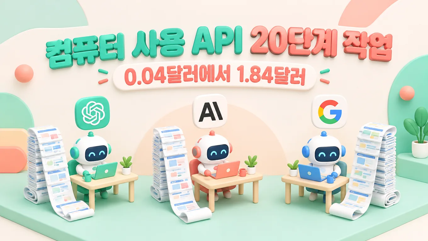 컴퓨터 사용 API 20단계 작업 0.04달러에서 1.84달러