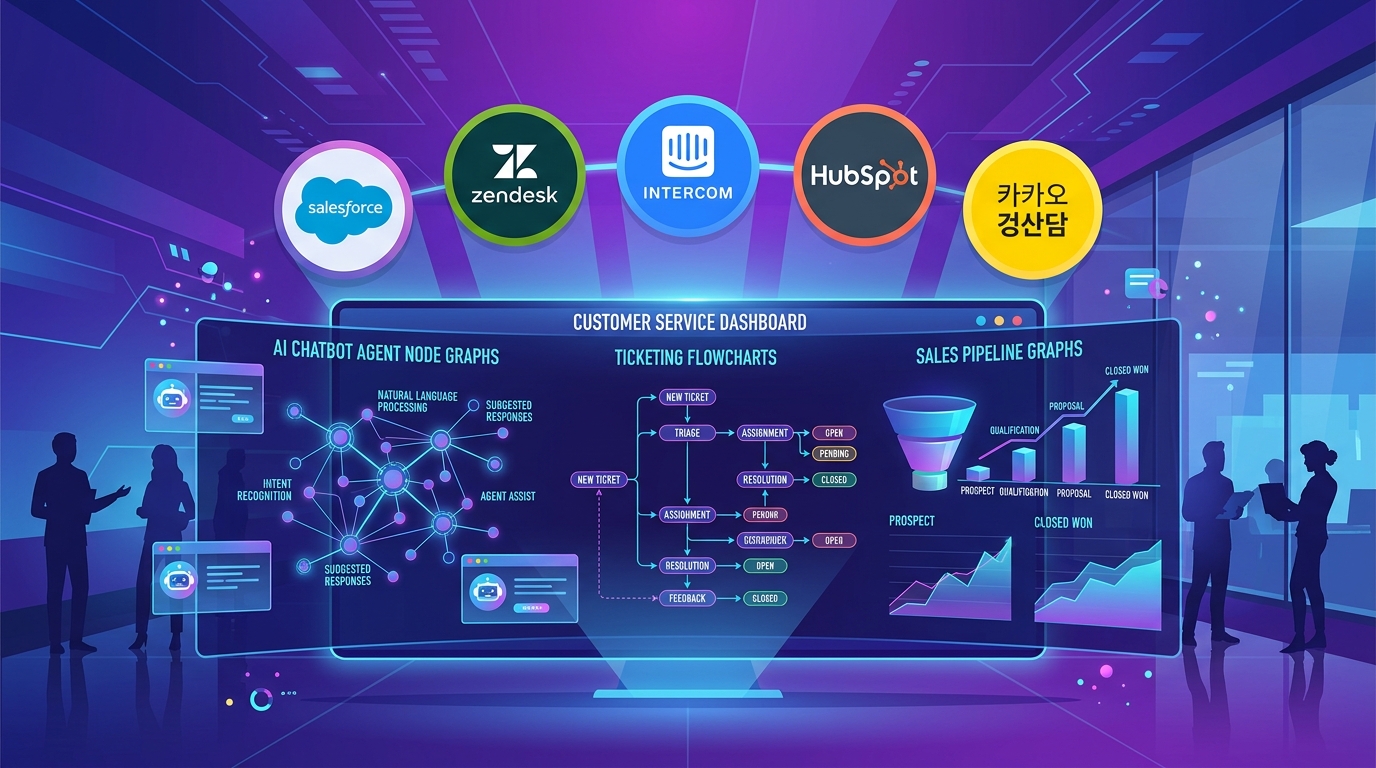 CRM und Kundensupport Lösungen Vergleich 2026 Salesforce Zendesk Intercom HubSpot Kakao Consultation Chat