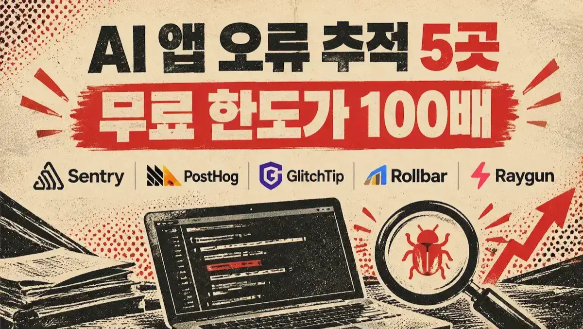 AI 앱 오류 추적 5곳 무료 한도 100배 차이