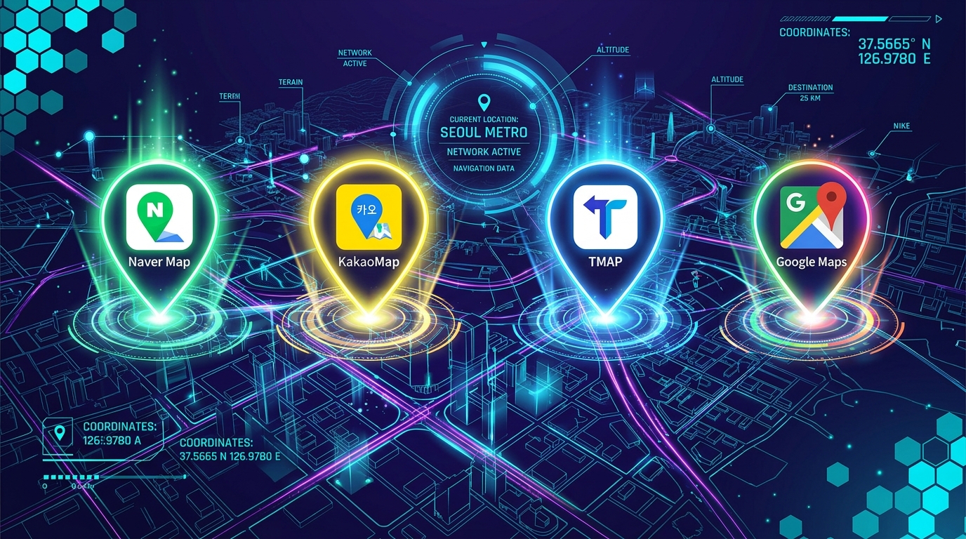 Karten-Apps Vergleich 2026 Naver Map KakaoMap TMAP Google Maps
