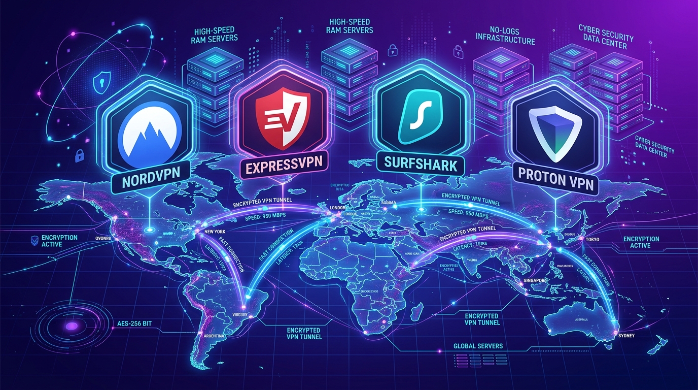 Aktueller VPN-Dienste-Vergleich Juli 2026: NordVPN, ExpressVPN, Surfshark, Proton VPN