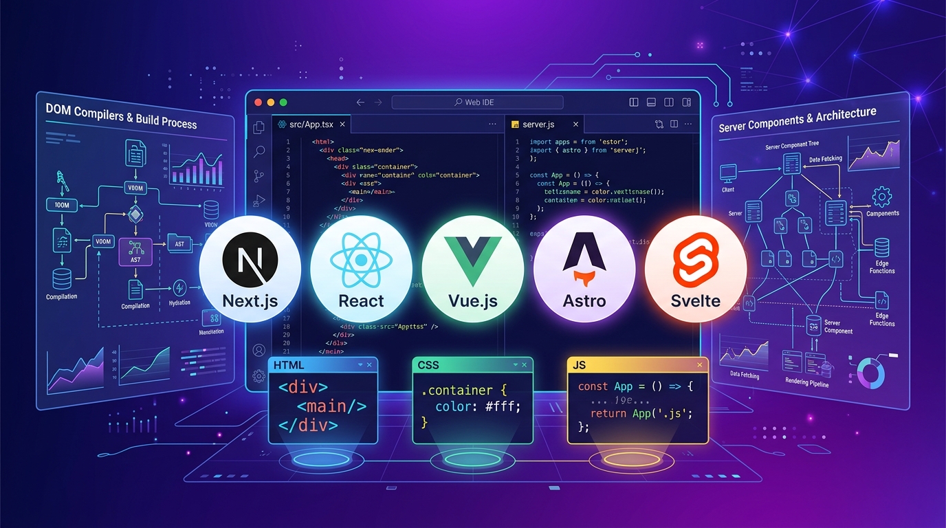 Aktueller Web-Framework-Vergleich Stand Juli 2026: Next.js React Vue Astro Svelte